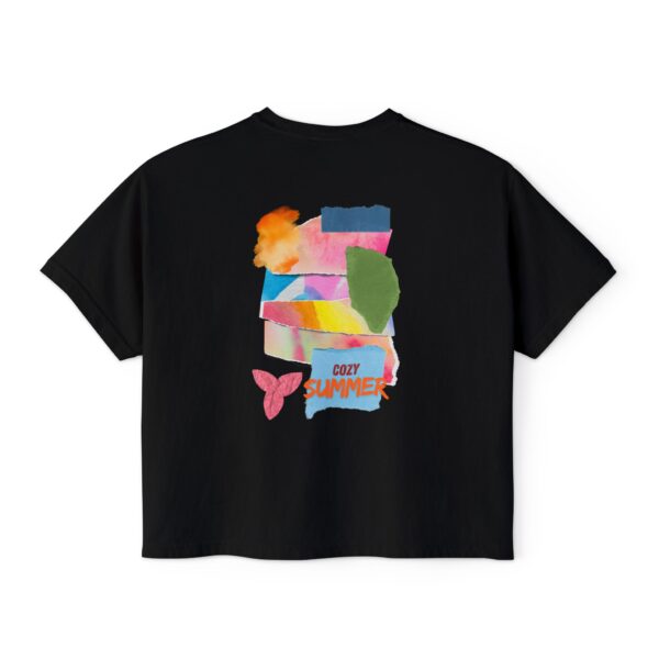Cozy Summer Boxy Tee – Vibrant Watercolor for Women - Image 32
