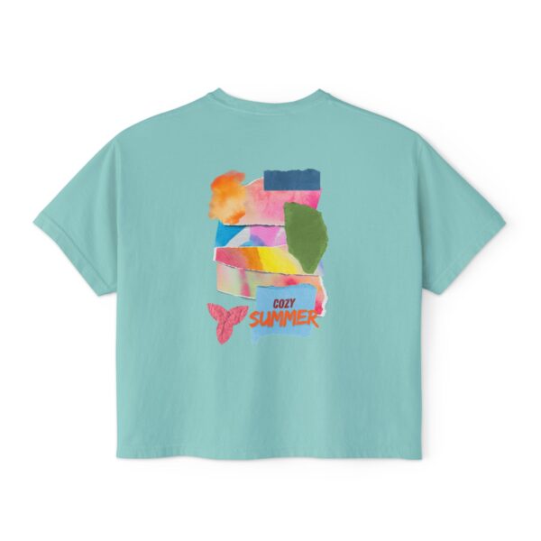 Cozy Summer Boxy Tee – Vibrant Watercolor for Women - Image 26