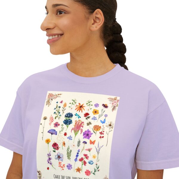 Chase the Sun Floral Tee – Women's Summer Boxy Shirt - Image 42