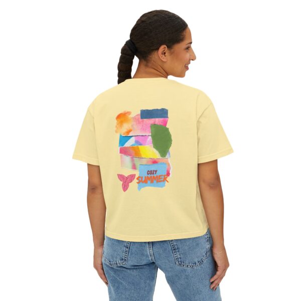 Cozy Summer Boxy Tee – Vibrant Watercolor for Women - Image 16