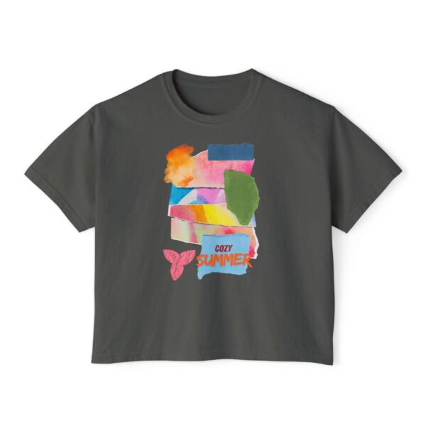 Cozy Summer Boxy Tee – Vibrant Watercolor for Women - Image 19