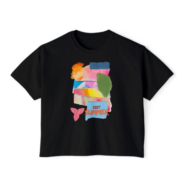 Cozy Summer Boxy Tee – Vibrant Watercolor for Women - Image 31