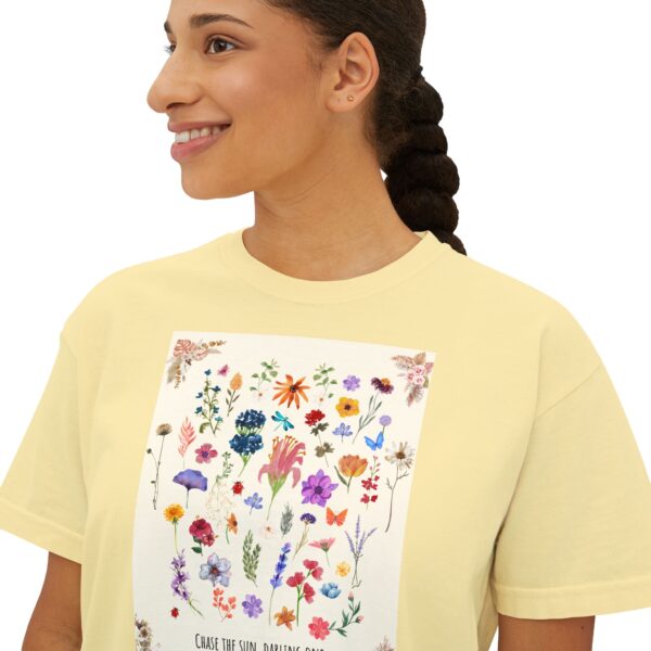 Chase the Sun Floral Tee – Women's Summer Boxy Shirt - Image 18