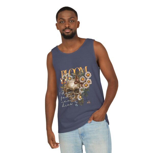 Blooming Skull Unisex Tank Top - Floral Skull Tee - Image 20