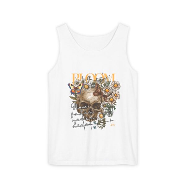 Blooming Skull Unisex Tank Top - Floral Skull Tee - Image 6