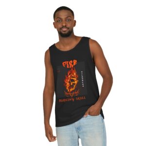 Unisex Tank Top - Burning Skull Graphic Summer Tank Top
