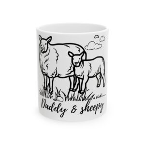 Daddy & Sheepy Ceramic Mug - Cute Animal Coffee Cup for Dads, Father’s Day Gift, Farmhouse Decor, Kids’ Enjoyment