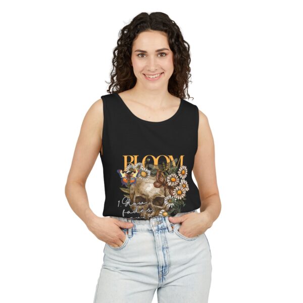 Blooming Skull Unisex Tank Top - Floral Skull Tee - Image 3
