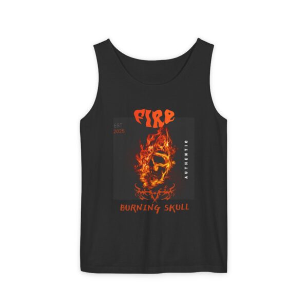 Unisex Tank Top - Burning Skull Graphic Summer Tank Top - Image 2
