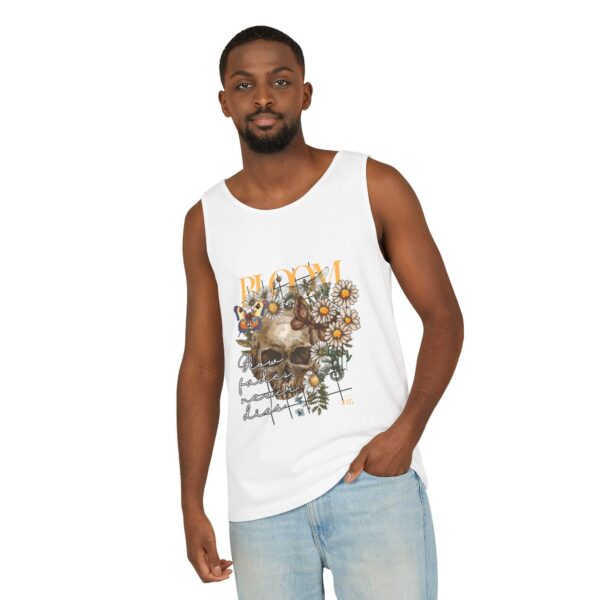 Blooming Skull Unisex Tank Top - Floral Skull Tee - Image 10