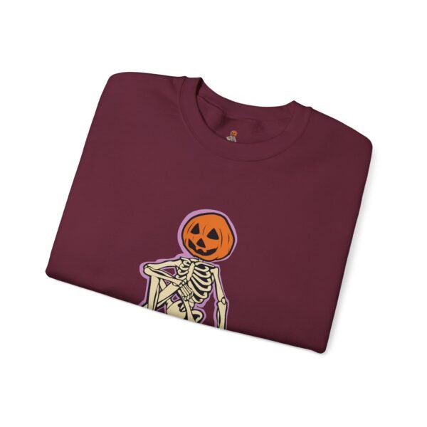 Spooky Skeleton Sweatshirt, Cozy Halloween Crewneck, Unisex Fall Apparel, Cute Pumpkin Design, Boo Statement Sweatshirt - Image 3