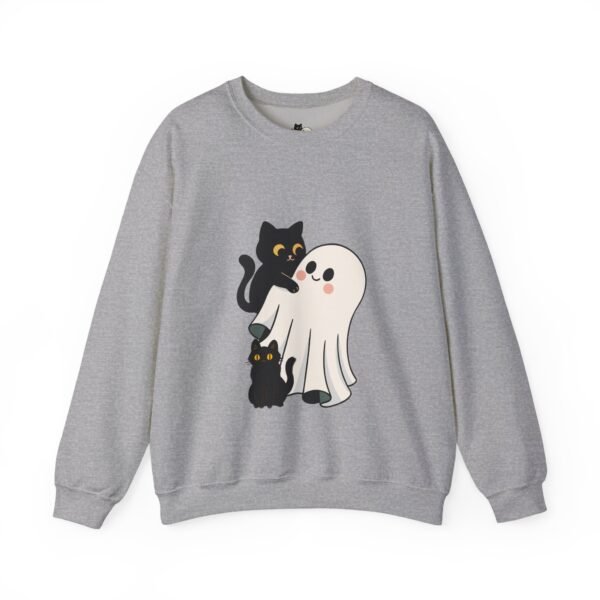Halloween Cat and Ghost Sweatshirt | Cozy Unisex Crewneck | Perfect for Fall Fashion, Spooky Season, Cat Lovers, Ghost Enthusiasts, [...] - Image 7