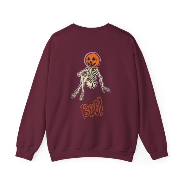 Spooky Skeleton Sweatshirt, Cozy Halloween Crewneck, Unisex Fall Apparel, Cute Pumpkin Design, Boo Statement Sweatshirt - Image 2