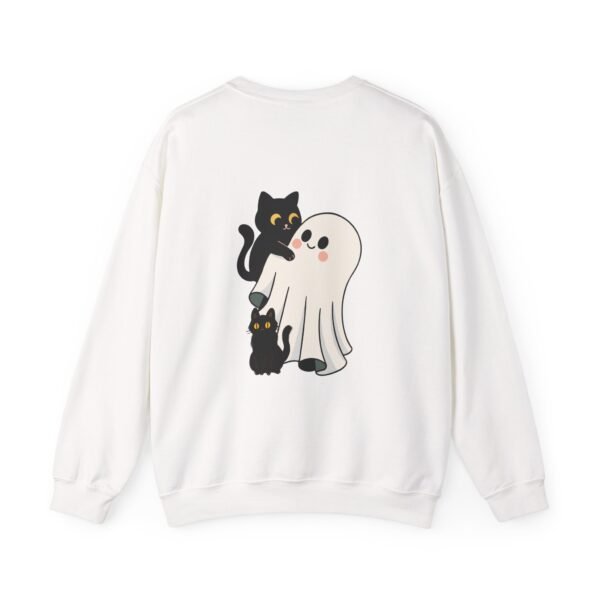 Halloween Cat and Ghost Sweatshirt | Cozy Unisex Crewneck | Perfect for Fall Fashion, Spooky Season, Cat Lovers, Ghost Enthusiasts, [...] - Image 2