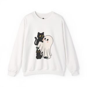 Halloween Cat and Ghost Sweatshirt | Cozy Unisex Crewneck | Perfect for Fall Fashion, Spooky Season, Cat Lovers, Ghost Enthusiasts, [...]