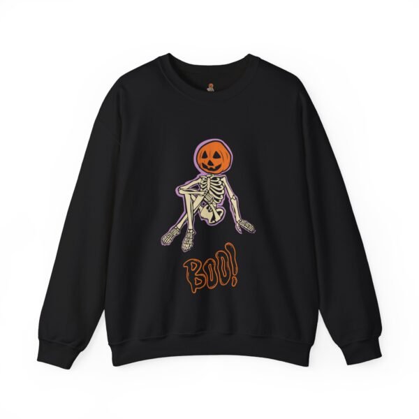Spooky Skeleton Sweatshirt, Cozy Halloween Crewneck, Unisex Fall Apparel, Cute Pumpkin Design, Boo Statement Sweatshirt - Image 7